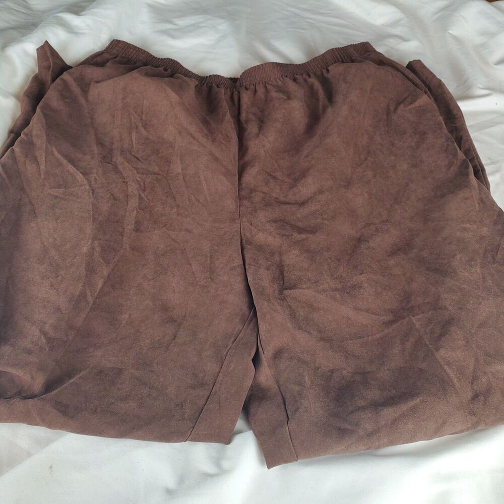 Alfred Dunner Womens Pull On Pants Brown Size 18 29.5" Inseam Comfy Stretchy